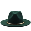 Cappello fedora in lana verde scuro con elegante catena a serpente dorata per l'inverno - M (56-58cm) / Verde Scuro