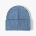 Gorro de punto acanalado clásico en azul denim claro con dobladillo para exteriores - Ajustable / Azul Grisáceo