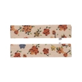 Detail of two beige fabric-wrapped BB clips with floral embroidery for kids - Style 30 (Beige with Colorful Embroidery)
