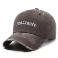 Washed cotton baseball cap in dark brown with retro distressed details and embroidery - Coffee
