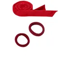 Deep red velvet heatless hair curler set with matching scrunchies for hair styling - Red Small Scrunchies Set