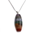 Chakra necklace with seven colorful crystal gemstone pendants and large hole beads - 7 Chakra Energy Stone Pendant + 60cm Stainless Steel Rope Chain