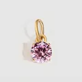 14K gold plated stainless steel 6mm round pink zircon October birthstone pendant - 6x6mm / October Pink - Gold