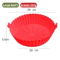 Large 8 inch red silicone air fryer liner with handles and heat resistant design - L (8 Inch) / Red