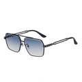 Retro pilot sunglasses with black metal frame and blue-grey gradient lenses - Gunmetal Frame Gradient Blue