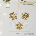 Fiocco di neve sospeso in acrilico con glitter dorati e trama perlata bianca decorativa - Fiocco di Neve n. 3 (Paillettes Dorate)