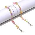Detail view of colorful natural stone chain with silver metal links for glasses - Colorful Stone Silver Chain / Silver