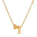 Golden necklace with heart pendant and number 1 charm on a minimalist curb chain - Letter I (10025)