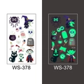 Luminous Halloween cartoon tattoos WS-378 showing day and night glowing effect - Spider and Witch Style (WS-378)