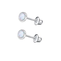 Detail of butterfly zircon earrings with secure threaded screw back fasteners - Opal Inset Style