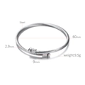 Bracciale rigido a cavo in acciaio inossidabile argento con sfere lucide e spessore 2,9mm - Color Acciaio