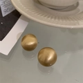 925 silver needle vintage matte gold spherical earrings with classic geometric design - Gold Matte Ball Stud (E061)