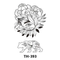 Waterproof temporary tattoo TH-393 featuring black floral portrait and bear silhouette - Th-393 / 210*148mm