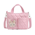Bolso bandolera rosa acolchado para niñas con un lindo conejito de peluche - Rosa