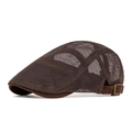 Béret en maille marron foncé avec tissu respirant et boucle métallique réglable - café