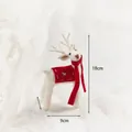 White wool felt Christmas reindeer figurine with red scarf and saddle decoration - Style Three - Pure White Reindeer with Red Scarf