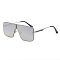 Silver aviator sunglasses with large grey gradient lenses and lightweight metal frames - Silver Mirrored