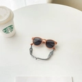 Orange flexible silicone baby sunglasses with dark grey lenses and adjustable strap - Orange (Free Anti-drop Strap)