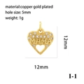 Macro view of a 12mm gold heart pendant with zircon accents and MAMA engraving - Type I-1 (MAMA Heart) / Gold