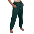 Classic dark forest green jogger pants with adjustable drawstring and ribbed cuffs - Dark Green