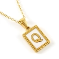 18K gold plated stainless steel necklace featuring a shell pendant with the letter Q - Letter Q (Includes Chain)