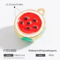 Pendentif pastèque mignon en alliage pour création de bijoux DIY taille 11 mm - Pastèque/Rouge Vert Blanc Or