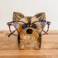 Handcrafted wooden Yorkshire Terrier glasses stand holder in natural wood finish - Yorkshire Terrier