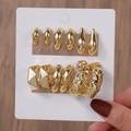 Gold 6-Pair Set Mixed Geometric Style (E0755-3)