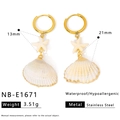 Pendientes de acero inoxidable bañados en oro 18K con estrella de mar y concha - Estilo Estrella de Mar Blanca Concha (NB-E1671)