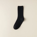 Calze classiche nere a coste in cotone da donna dal design minimalista e moderno - Taglia unica / Costine Larghe Nero