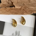 Pendientes de espiral dorados con diseño de gota metálica retorcida para mujer - Pendientes de botón en espiral dorados (Pin de plata de ley 925)