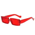 Retro rectangle sunglasses with translucent red frames and matching red lenses - Transparent Red Frame Red Lens