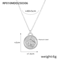 Titanium steel necklace with silver Taurus zodiac coin pendant and star relief - Taurus / Silver