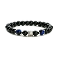 Pulsera de cuentas para hombre con piedras de obsidiana y cuenta de plata - Ojo de Tigre Azul