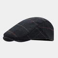 Coppola classica blu grigio a spina di pesce e quadri per uomo in stile retrò inglese - Taglia unica / Blu navy