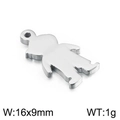 Polished silver girl shaped titanium steel pendant for necklaces, 16x9mm size - Steel Color Boy Style 4 (KLJ2384-Z)