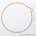 Detail of gold necklace with 4.5mm red zircon stones, 430mm length with 50mm chain - Necklace / Gold / Rose Red Zirconia