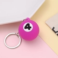 Creative rose red billiard number 4 keychain with durable silver metal ring pendant - No.4/Rose Red