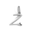 Polished stainless steel letter Z pendant with small heart detail on white background - Letter Z / Silver