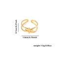 Golden stainless steel double-layer open ring with cross heart design and dimensions - Adjustable Open / Double Layer Cross Geometric Style (TYGR0062) / Gold