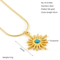 Collier pendentif soleil turquoise plaqué or 18k en acier inoxydable chaîne de 45cm - Zyg1616+066 / Or 18 carats