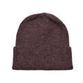 Gorro clásico de punto acanalado marrón oscuro con borde doblado para invierno - Marrón