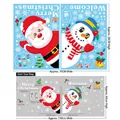 Detailed dimensions of Christmas wall stickers showing sheet and applied layout sizes - AMJ055AB Peeking Snowman & Santa