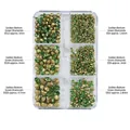 Mezcla de 1000 strass verdes en seis tamaños para nail art y decoraciones DIY - Rosa Verde (Base Dorada Diamante Verde)