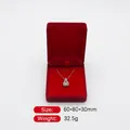 Red flocked square necklace gift box with silver geometric pendant necklace 6x8x3cm - Outer Red Inner Red