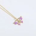 Elegant gold butterfly pendant necklace featuring purple and white enamel patterns - Purple Butterfly