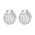 Minimalist silver twisted multi-layer hoop earrings in polished stainless steel - Steel Color