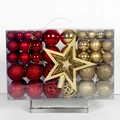 101tlg. Weihnachtsbaumschmuck-Set in Rot und Gold mit Sternspitze in Tragebox - 101 Stück/Pack (Mit Stern) / Gold, Rot
