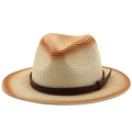 Detail of woven straw fedora featuring a gradient brim and embossed leather band - M (56-58cm) / Orange Brown Gradient (02)