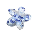 Floral hair claw clip with cherry pattern in white and blue glossy finish - UV Print Plumeria [Blueberry]